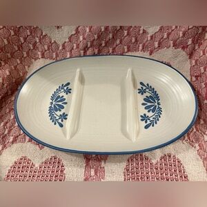 Vintage Pfaltzgraff Cream Oval Divided Serving Dish